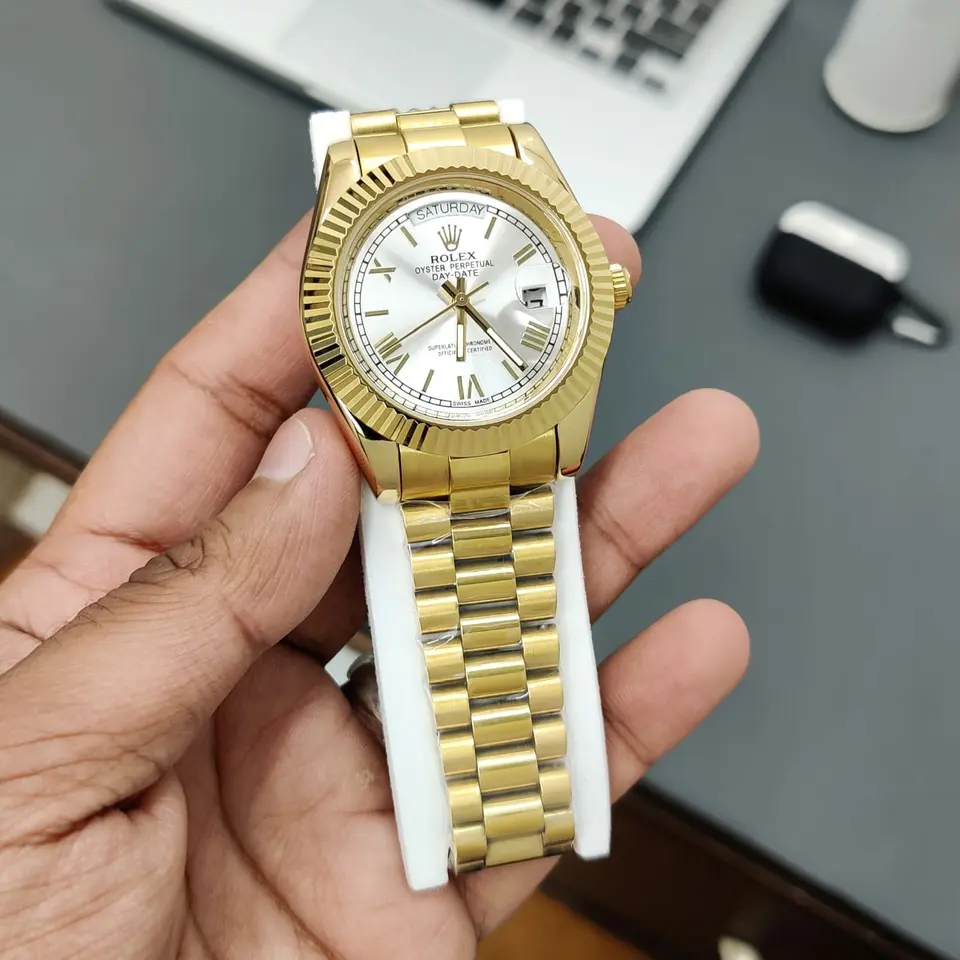 Rolex Day-Date — silver dial, gold