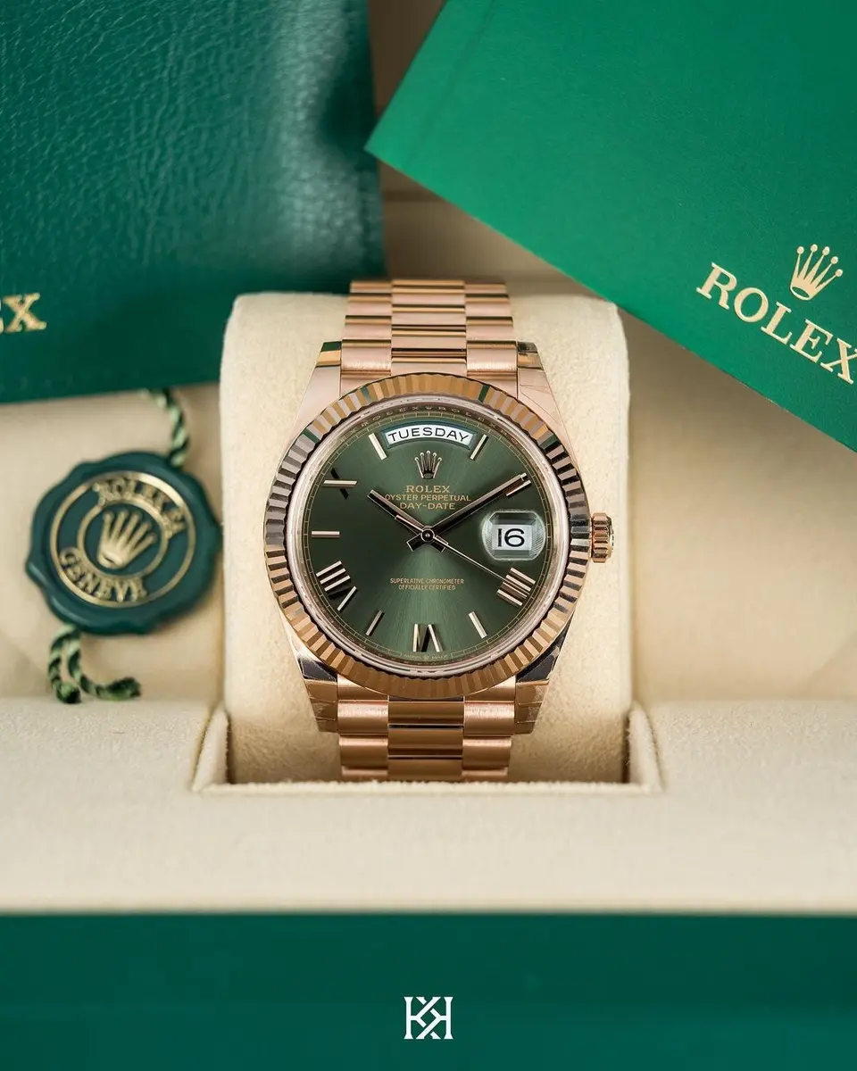 Rolex Day-Date — green dial, rose gold