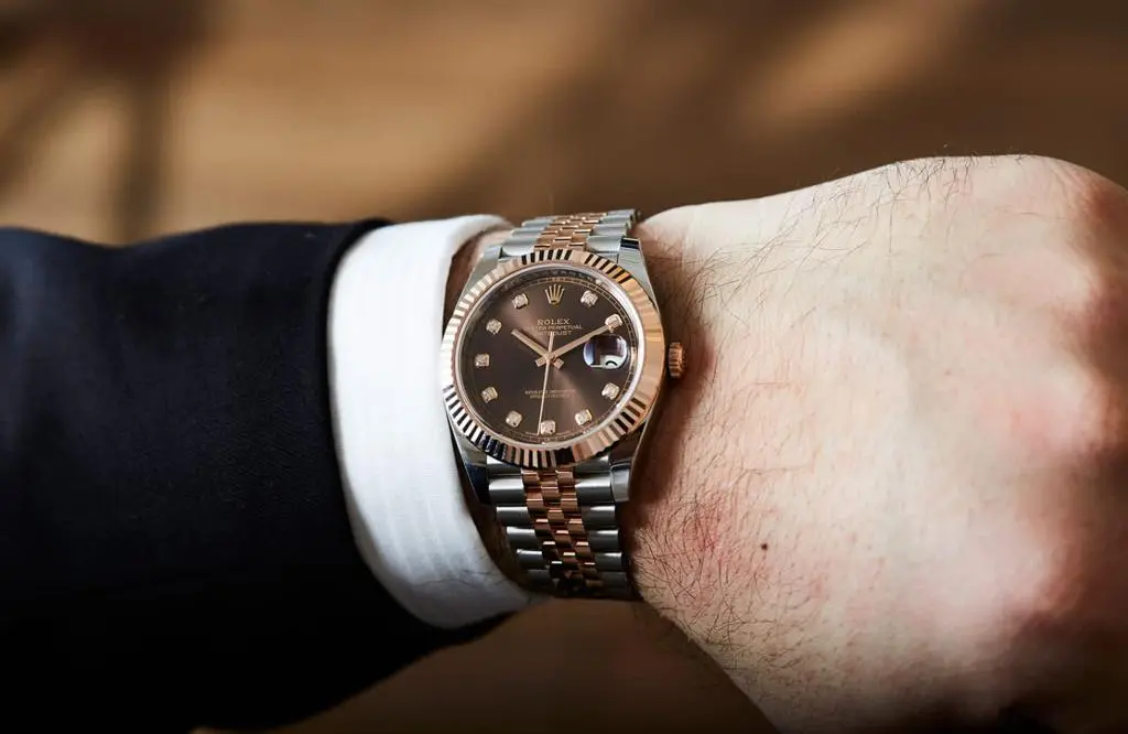 Rolex Datejust — brown dial, two-tone