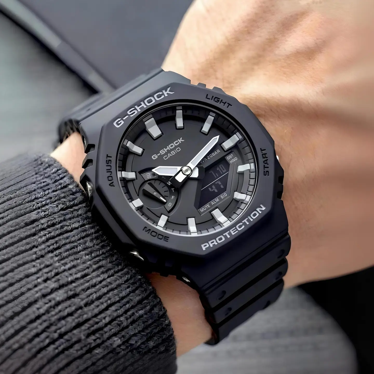 G-Shock GA-2100 — black dial, black case