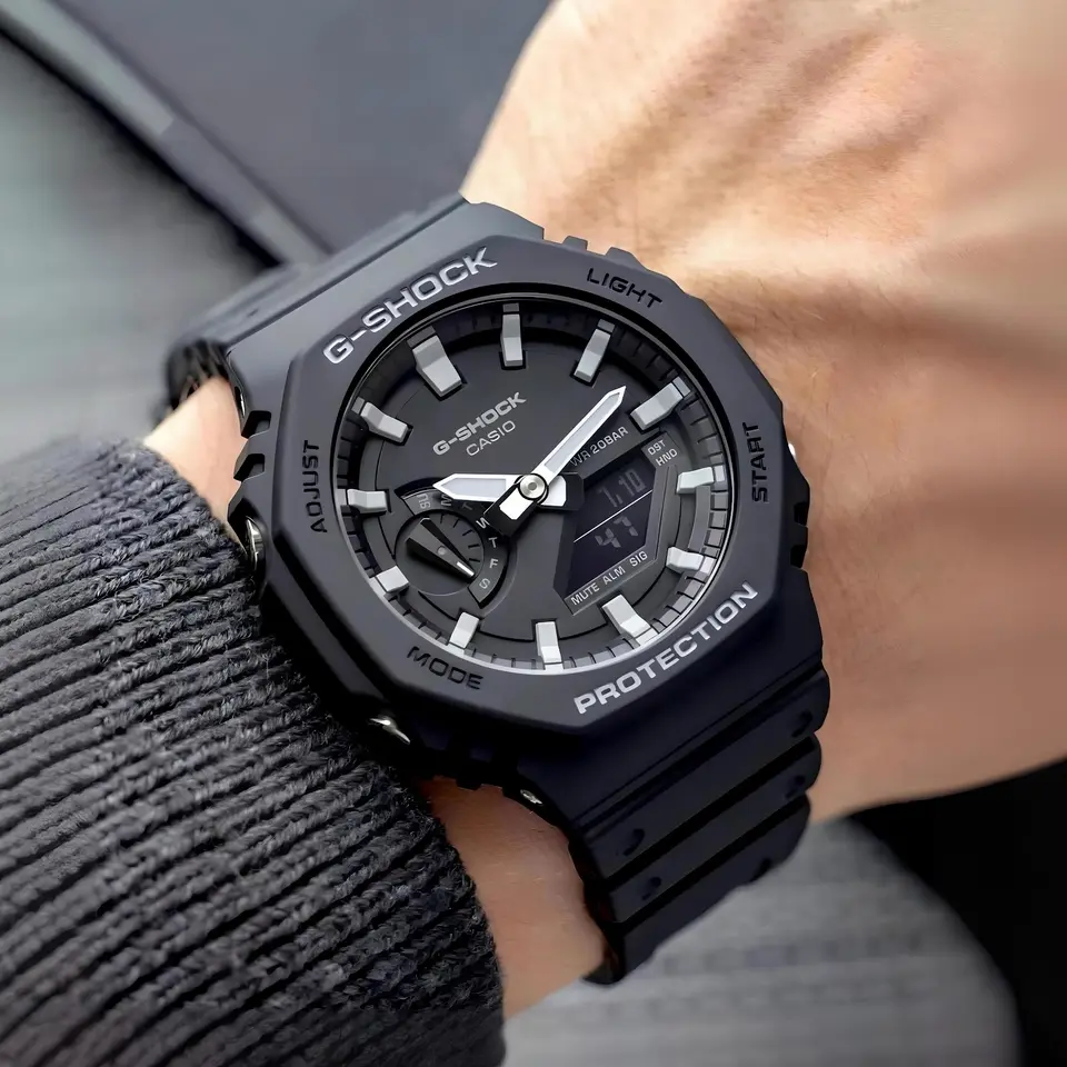 G-Shock GA-2100 — black dial, black case