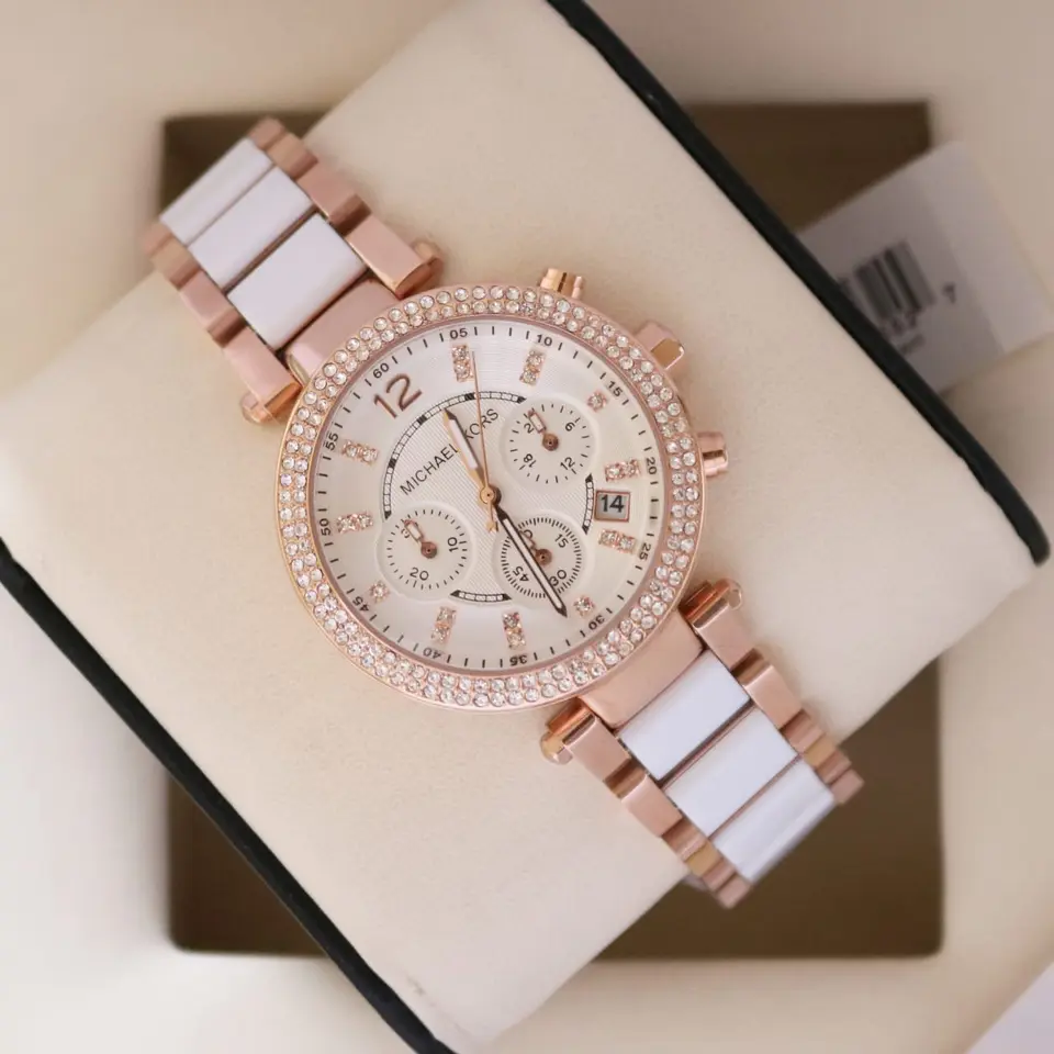 Michael Kors Parker — white dial, rose gold