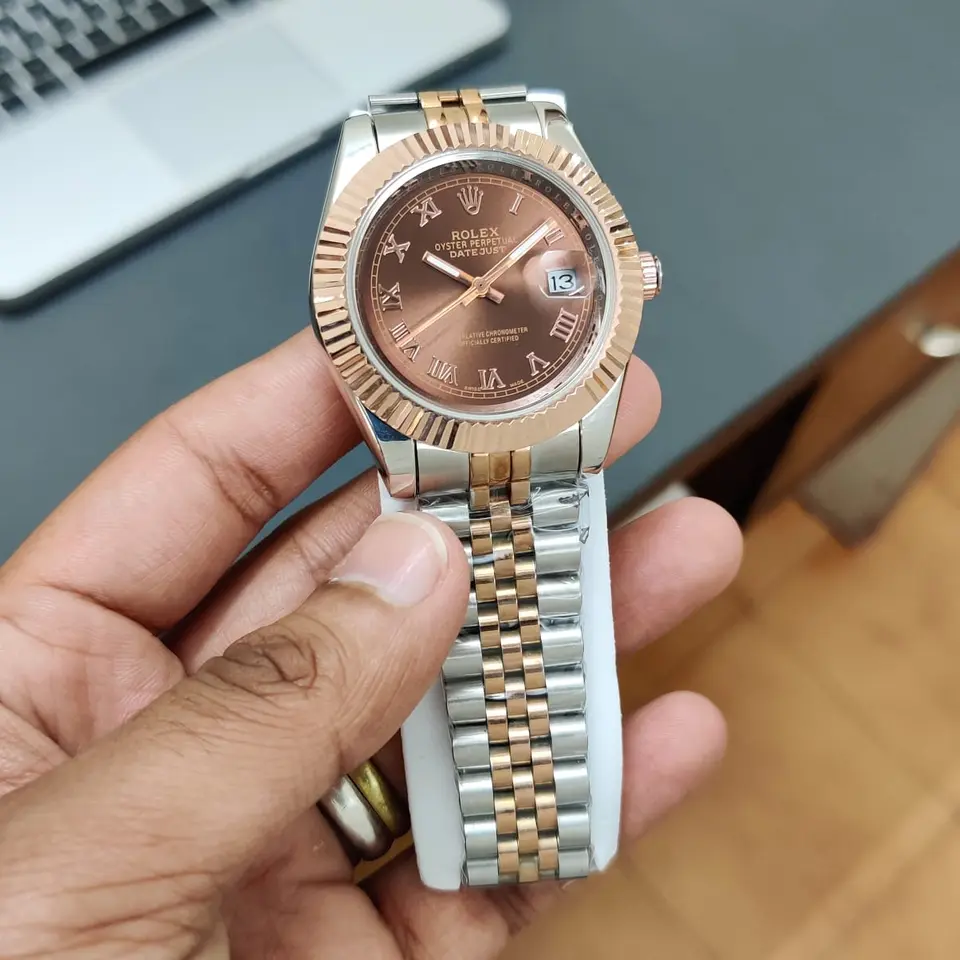 Rolex Datejust — brown dial, two-tone