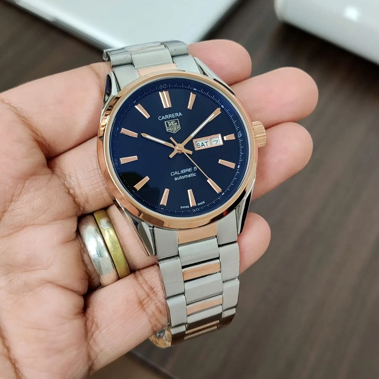 TAG Heuer Carrera — black dial, two-tone